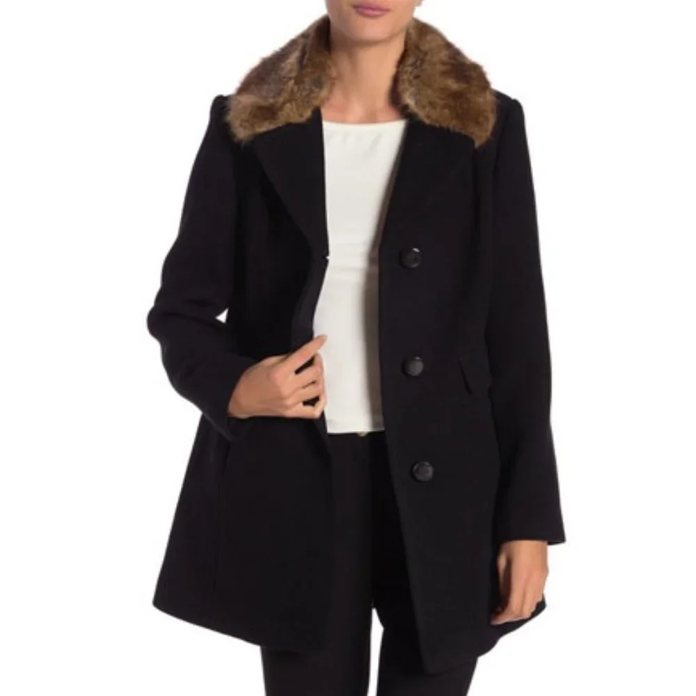 kate spade new york wool detachable faux fur Coat
